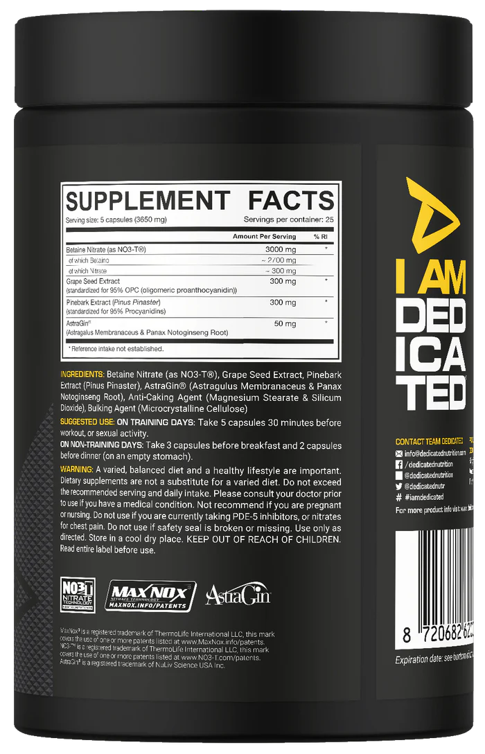 Dedicated Nutrition Vaso Grow – Pump & Nitric Oxide Booster