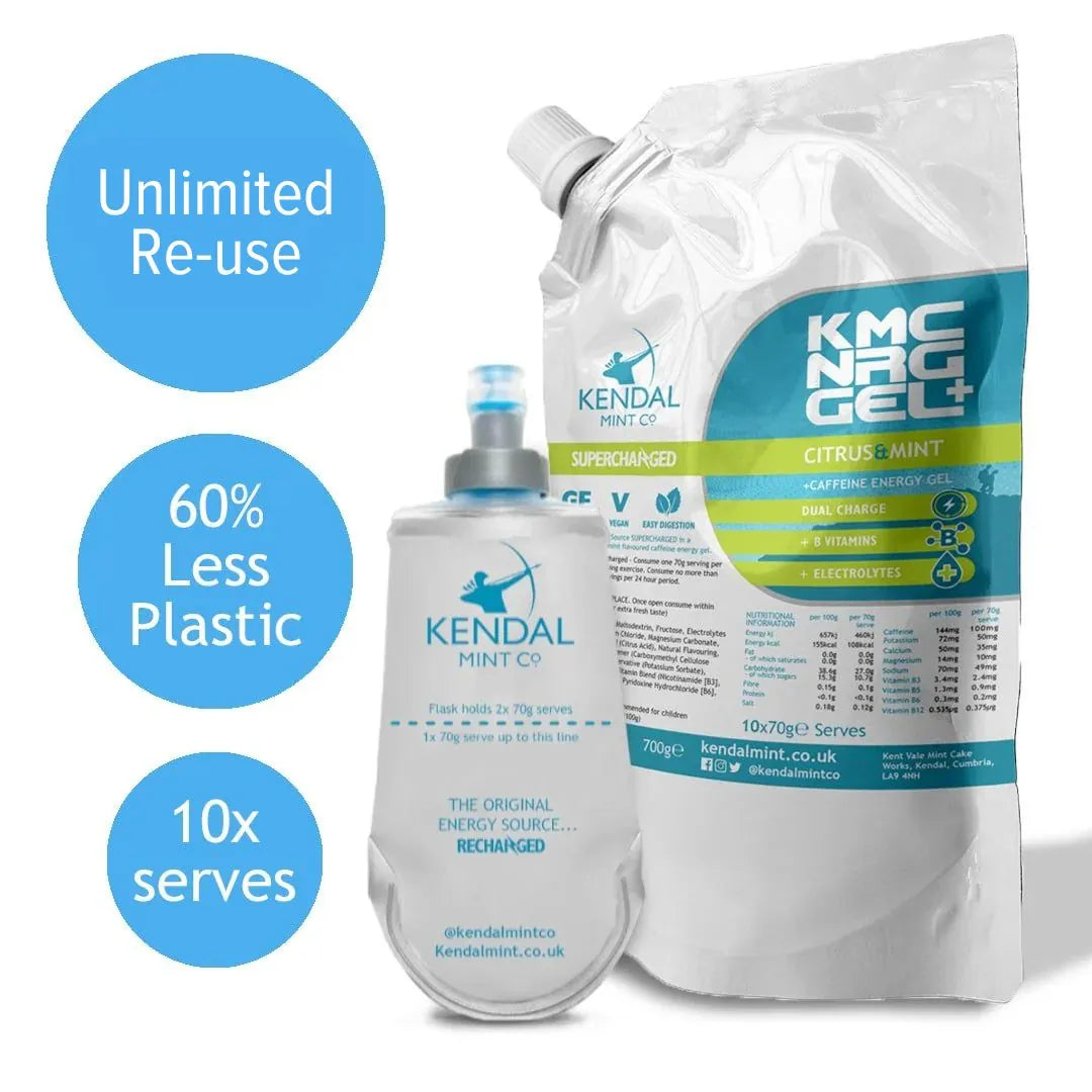 KMC NRG GEL+ Energy Gel Refill Pouch Citrus & Mint Caffeine (10 x 70g Serves)-2