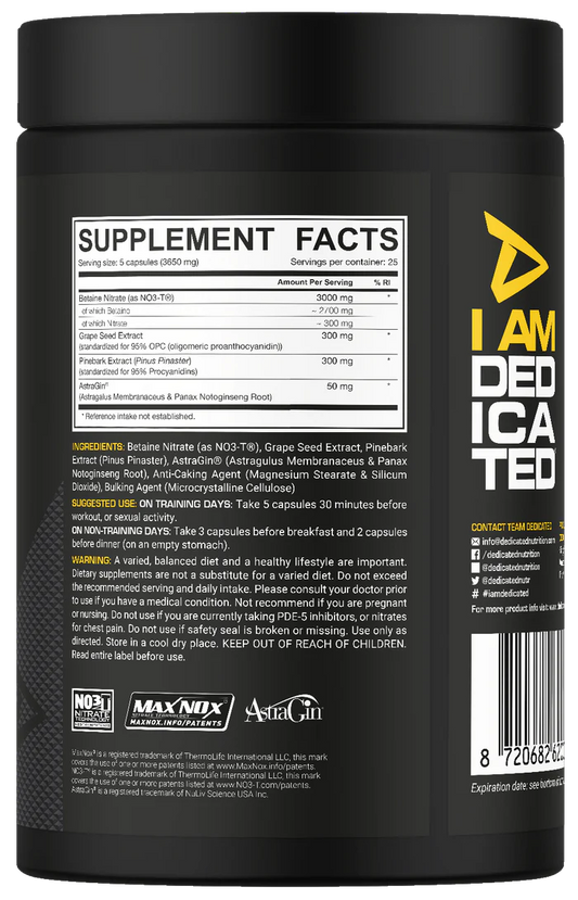 Dedicated Nutrition Vaso Grow – Pump & Nitric Oxide Booster
