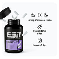ESN Vitamin D3+K2 - High-Dose Capsules for Bones & Immunity